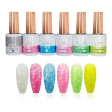 Gama De 6 Pzs Gel Semipermanente Esmalte Con Glitter Neon