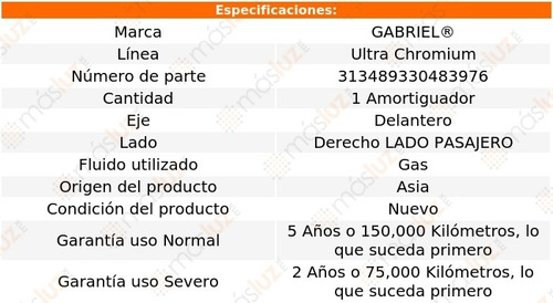 (1) Amortiguador Ultra Chromium Gas Pasajero Del Swift 06/11 Foto 2