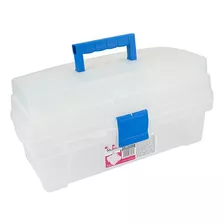 Caja Vanity Multiusos Plastica 2 Bandejas 14pul Azul Santul 