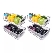 Set 4 Caja Organizador Plástica Refrigerador Transparente