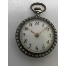 Miniatura De Relógio De Bolso Com Micro Perolas E Esmalte.