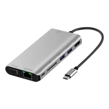 Hub Usb C Multipuerto 8 En 1 Hdmi Vga Audio Sd Usb 3.0 C Red