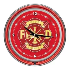 Bombero Cromado Doble Anillo Reloj De Neon 14