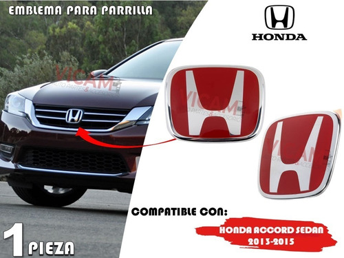 Emblema Para Parrilla Honda Accord 4p 2013-2015 Rojo Foto 2