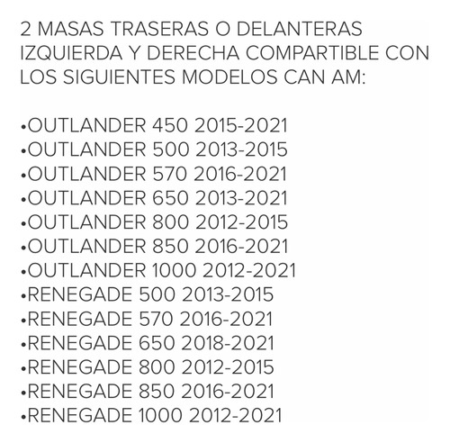 2 Masas Del Tras Izq Der Can Am Outlander Max 1000 2012-2021 Foto 4