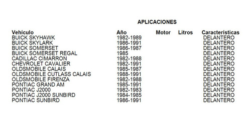 Base Amortiguador Delantero Pontiac Sunbird 1991 Oep Foto 3