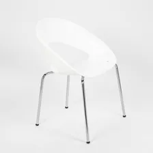 Silla Diseño One Apilable Plástico Alto Impacto Base Cromada Estructura De La Silla Blanco