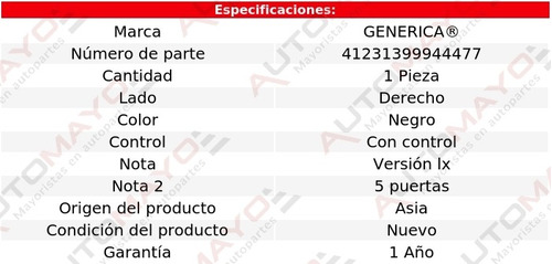 1 Espejo Der C/control Generica Para Hyundai Santa Fe 01-02 Foto 2