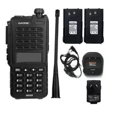 Handie Gadnic 10w Alacance Walkie Talkie 128ch Radio Pro Bandas De Frecuencia Uhf Vhf Color Negro