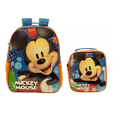 Kit Escolar Mickey Mouse Mochila De Costas + Lancheira