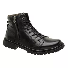 Bota Couro Preto Accona Masculina Dois Zíperes 2484403