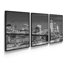 Quadro Parede Cidade New York Manhattan Sala Quarto Moldura