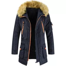 Parka Acolchada Con Capucha De Piel De Burbuja Para Hombre P