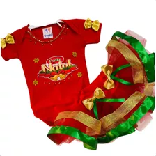 Conjunto Bebê Feliz Natal Body Saia Tutu Alegrinhos Baby 703