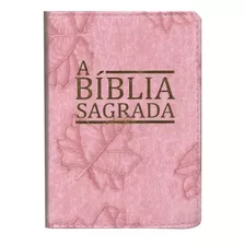 Biblia Sagrada Letra Maior Capa Luxo Rosa Folha Com Indice E