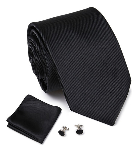 1 Set Corbata + Pañuelo + Mancuernillas Conjunto Para Hombre