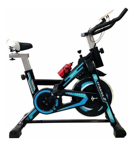 Bicicleta Estática Corleone Spinbike Estática Para Spinning Negra Y Azul