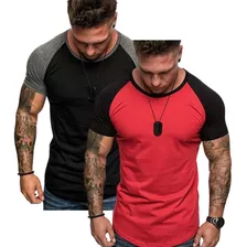 Kit Com 2 Blusa Masculina Manga Curta Raglã 100% Algodão 