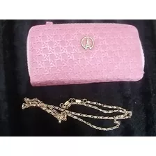 Cartera Tipo Bolsa Con Cadena Rosa 