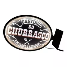 Placa Luminosa Com Led Cantinho Do Churrasco 43 X 63