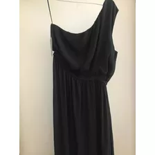 Vestido Negro Largo 1 Hombro. Zara Basic Italia. T. M. Envío