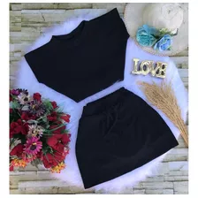 Conjunto Blusa Feminina E Short Saia Malha Macia Grossa C27