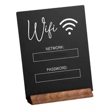 Placa De Sinal De Senha Wi-fi Com Base De Madeira, Suporte