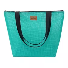 Bolsa De Praia Em Tela Cor Azul-turquesa