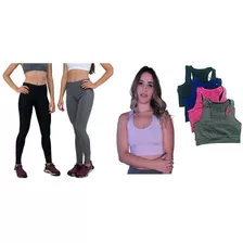 Kit 2 Calças Legging + 4 Tops Nadador 