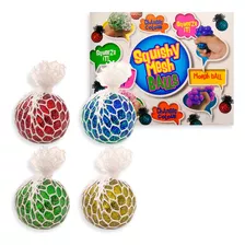 Pack 12 Pelota Antiestres Malla Relajacion Squishy Brillante