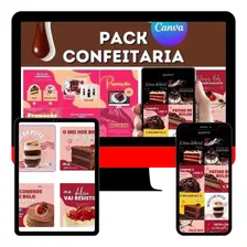 Pack Confeitaria +300 Artes 100% Editáveis No Canva + Bônu