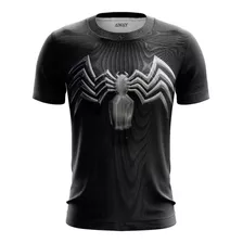 Camiseta Camisa Traje Venom 3d Homem Aranha Preto Marvel