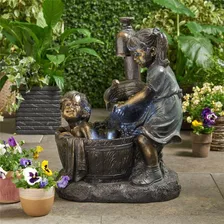 Estátua De Jardim T Boy & Girl Uma Criança Com Vaga-lumes 80