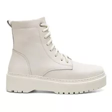 Bota Coturno Feminina Vittal Couro Offwhite Jade Tratorada