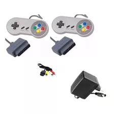 Kit 2 Controles Super Nintendo Snes 1 Fonte 1 Cabo Av