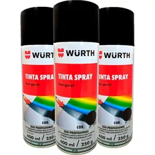 3 Tinta Spray Preta Para Uso Geral 400ml Wurth