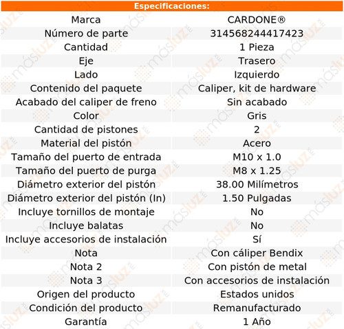 (1) Caliper O Mordaza Tras Izq 230 4 Cil 2.3l 74/78 Foto 5