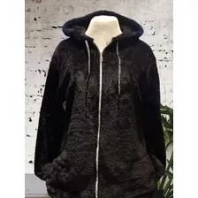 Campera De Peluche Con Capucha T 3 Color Negro Importado