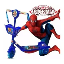 Patinete Infantil Homem Aranha Musical Cesta 3 Rodas 