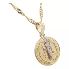 Amor Eterno - Dije Medalla San Benito / 2 Oros 10k + Cadena