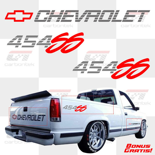 Kit Pack Stickers Calcomanas 454 Ss Chevrolet Sport Pick Up Foto 3