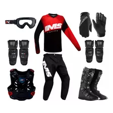 Kit Equipamento Ims 8 Itens Trilha Motocross Flex Vermelho