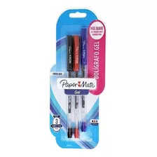 Boligrafo Gel St Papermate Fino Tarjeta/3pza Negro Azul Rojo