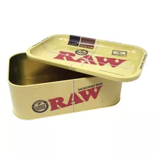 Raw Rolling Papers Bandeja + Caja Metálica Cierre Preciso