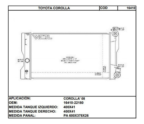 Tanque Plstico Izquierdo Toyota Corolla 09-12 Ancho (lado S Foto 2