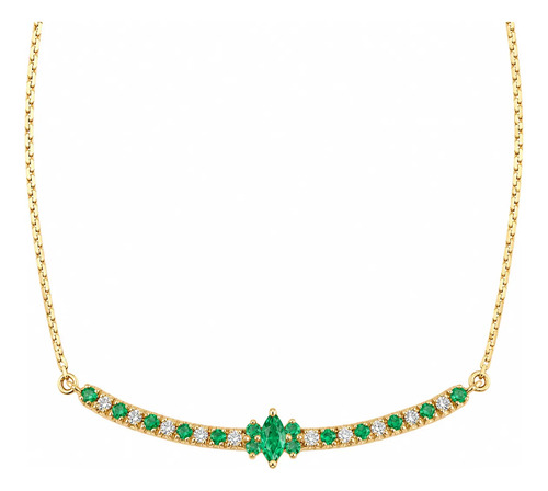 Colar De Ouro 18k 750 Com Esmeraldas E Diamantes Amarelo