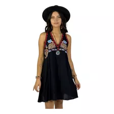 Vestido Mujer Hippie Chic Viscosa Con Forro Y Hemoso Bordado