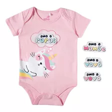 Body Infantil Bebê Zoo Gatinha Com Velcro - Tip Top