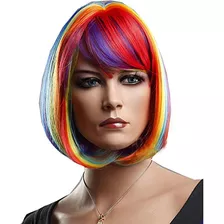 Moda Colorida Rainbow Mujeres Cosplay Wig Halloween