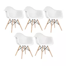 Kit - 5 X Cadeiras Charles Eames Eiffel Daw Com Braços Cor Da Estrutura Da Cadeira Branco